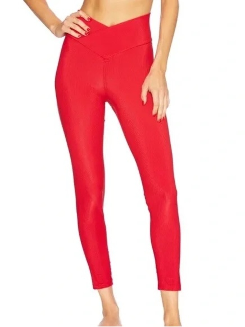 NWT Revolve Beach Riot Bright Red Ribbed Leggings